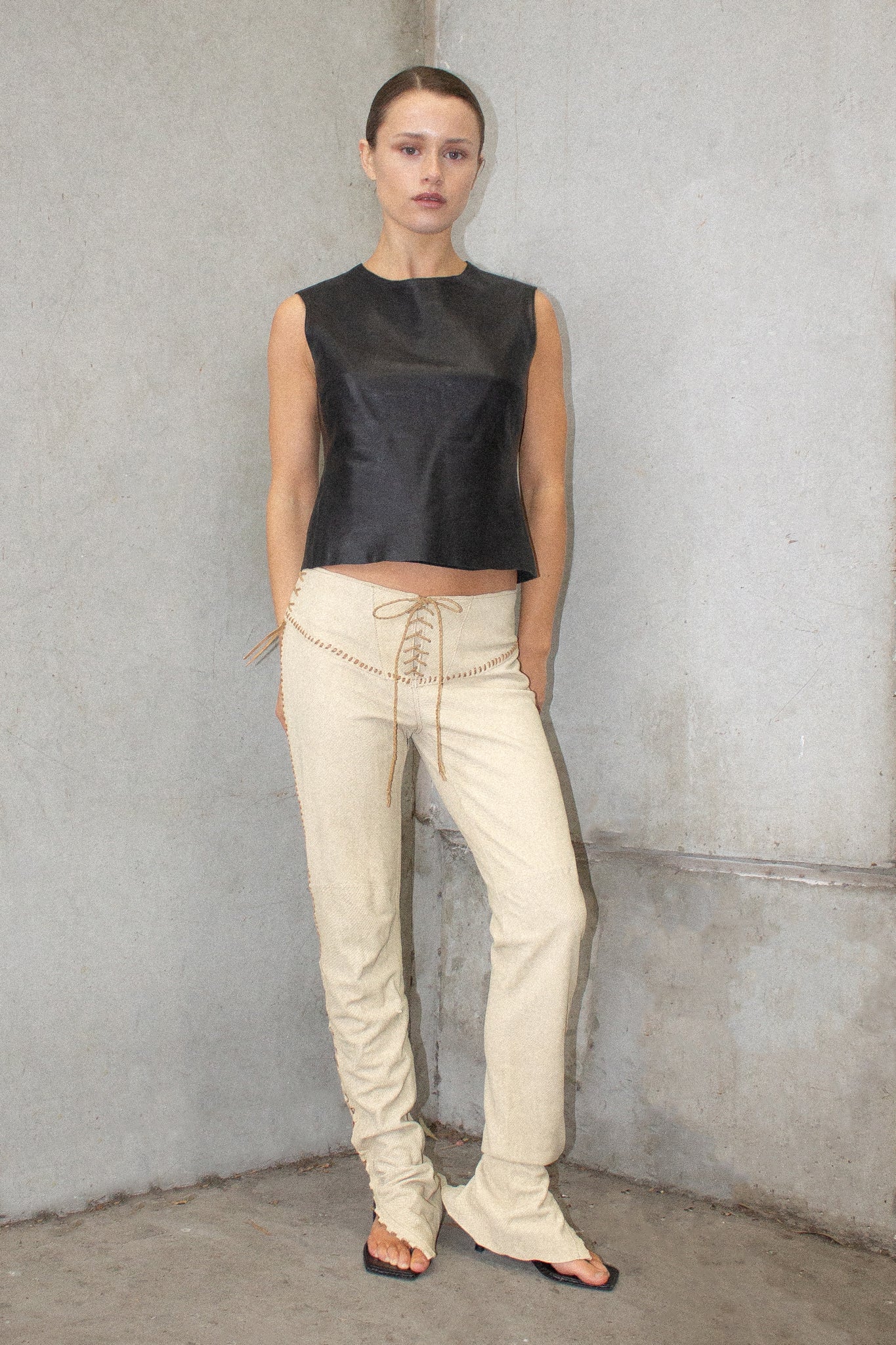 Ralph Lauren / Vintage Leather Laceup Pants
