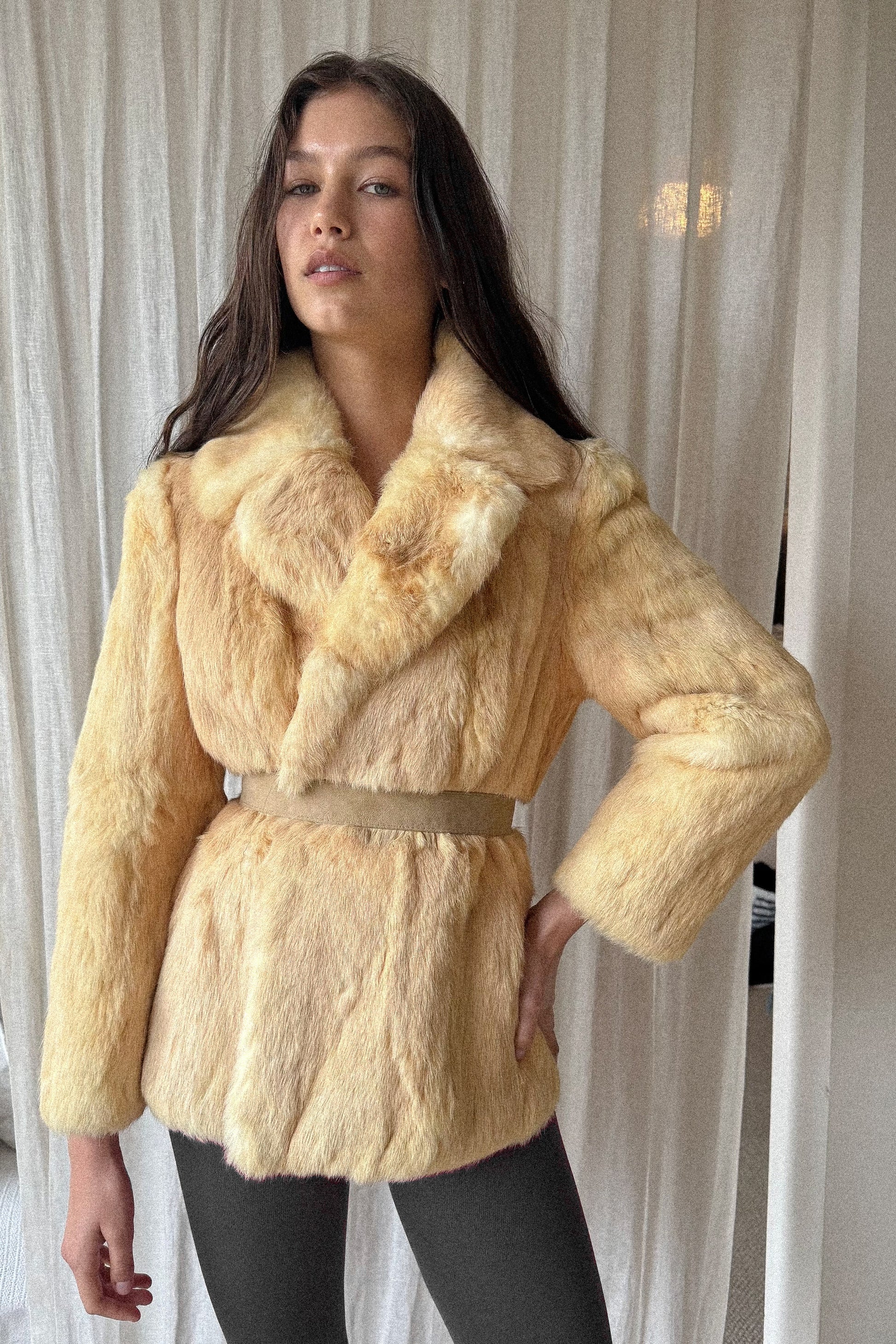 Arturo El Neelo / Rabbit Fur Belted Jacket