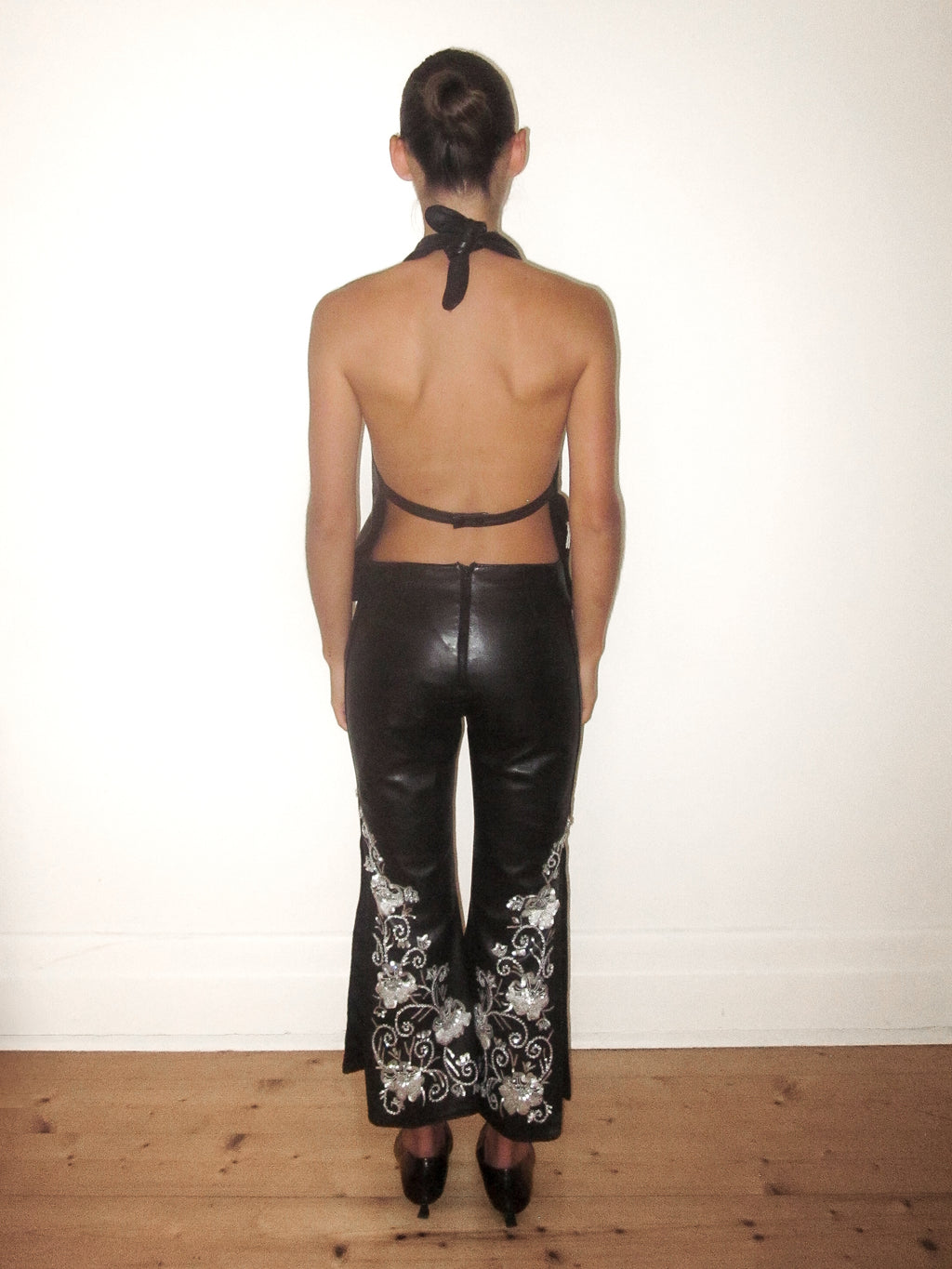 Dolce & Gabanna / Embroidered Leather Capri Pants