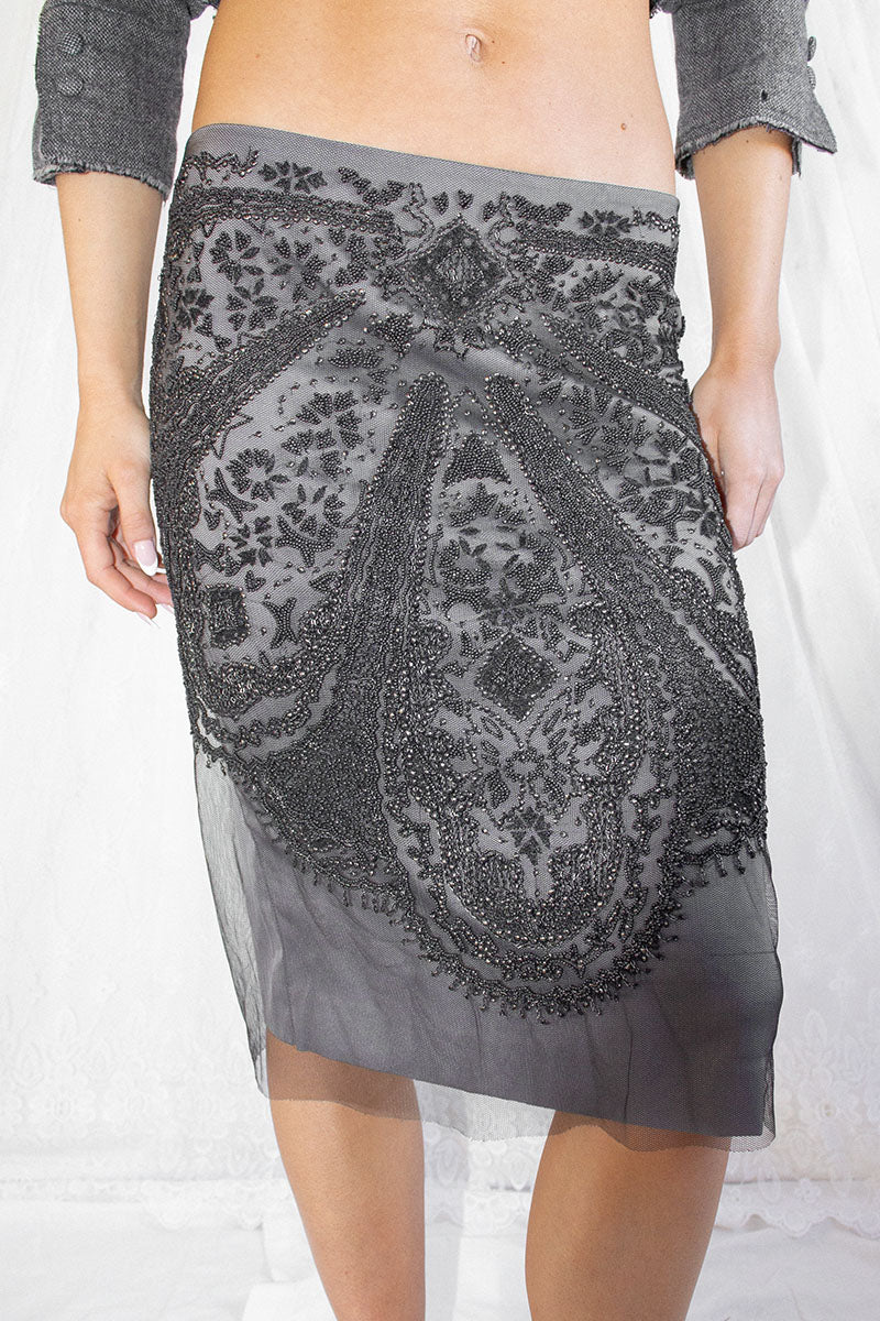 Gucci / FW1999 Beaded Silk Skirt