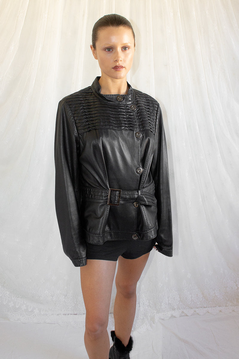 Vintage / Leather Belted Jacket