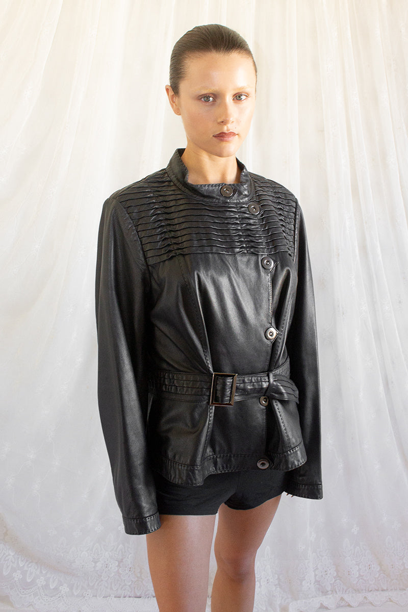 Vintage / Leather Belted Jacket