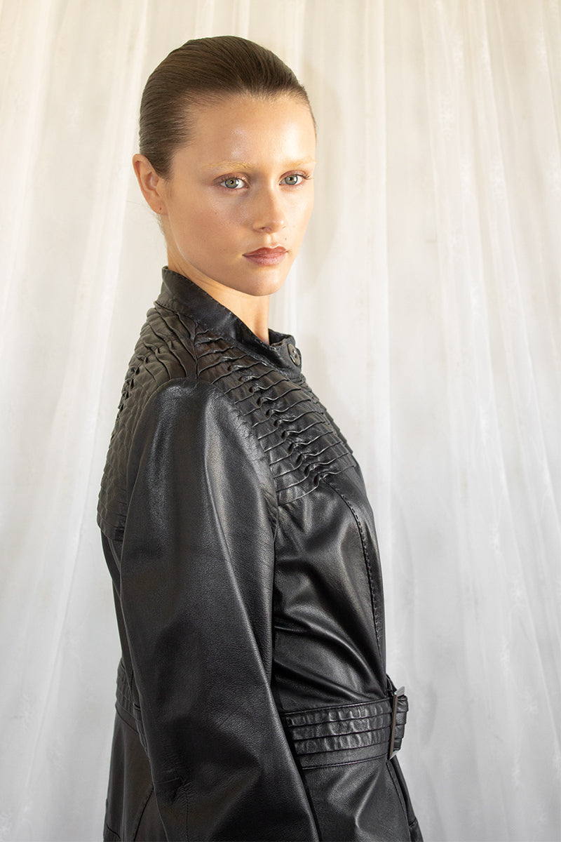 Vintage / Leather Belted Jacket