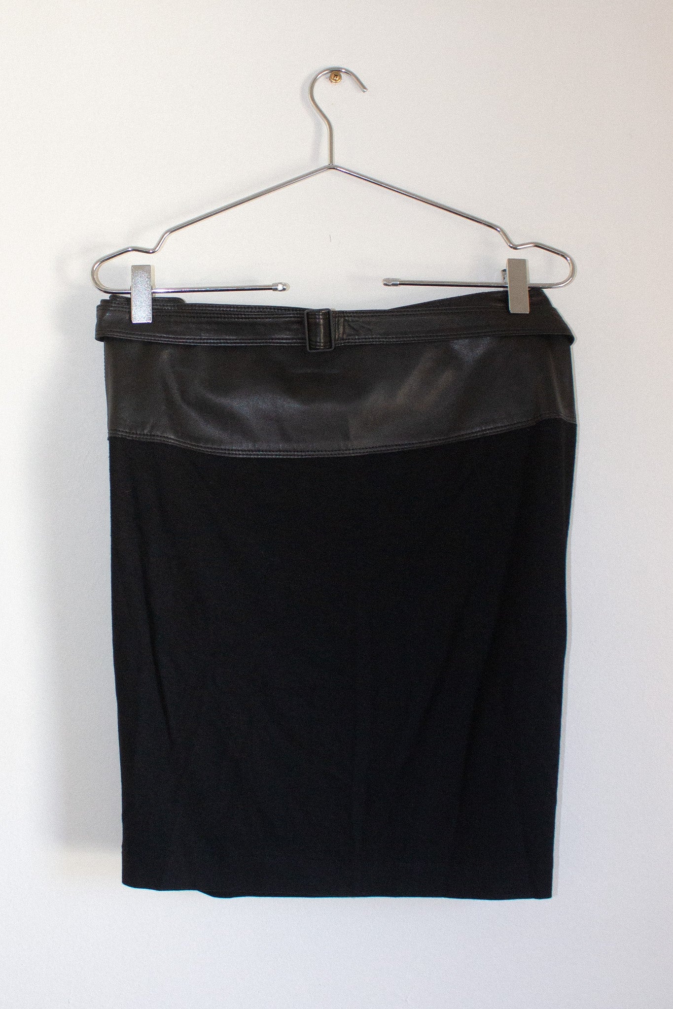Donna Karan / Wool & Leather Skirt