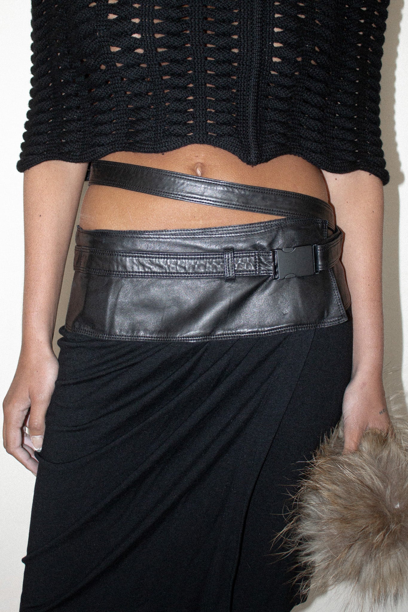 Donna Karan / Wool & Leather Skirt