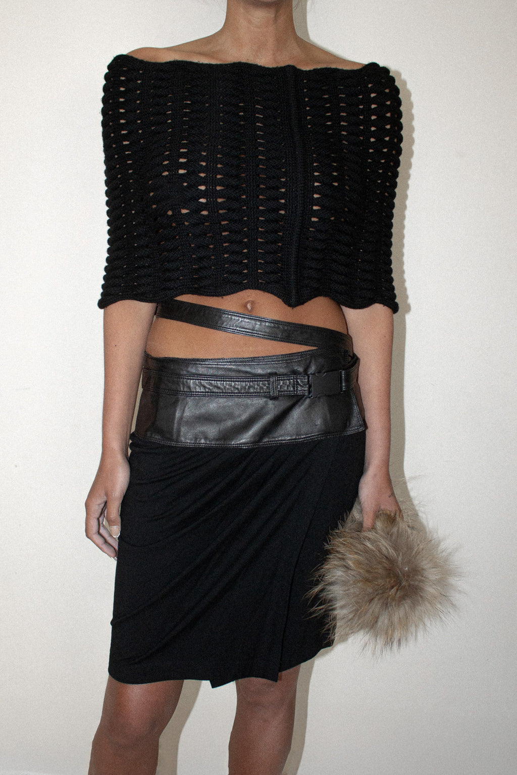 Donna Karan / Wool & Leather Skirt