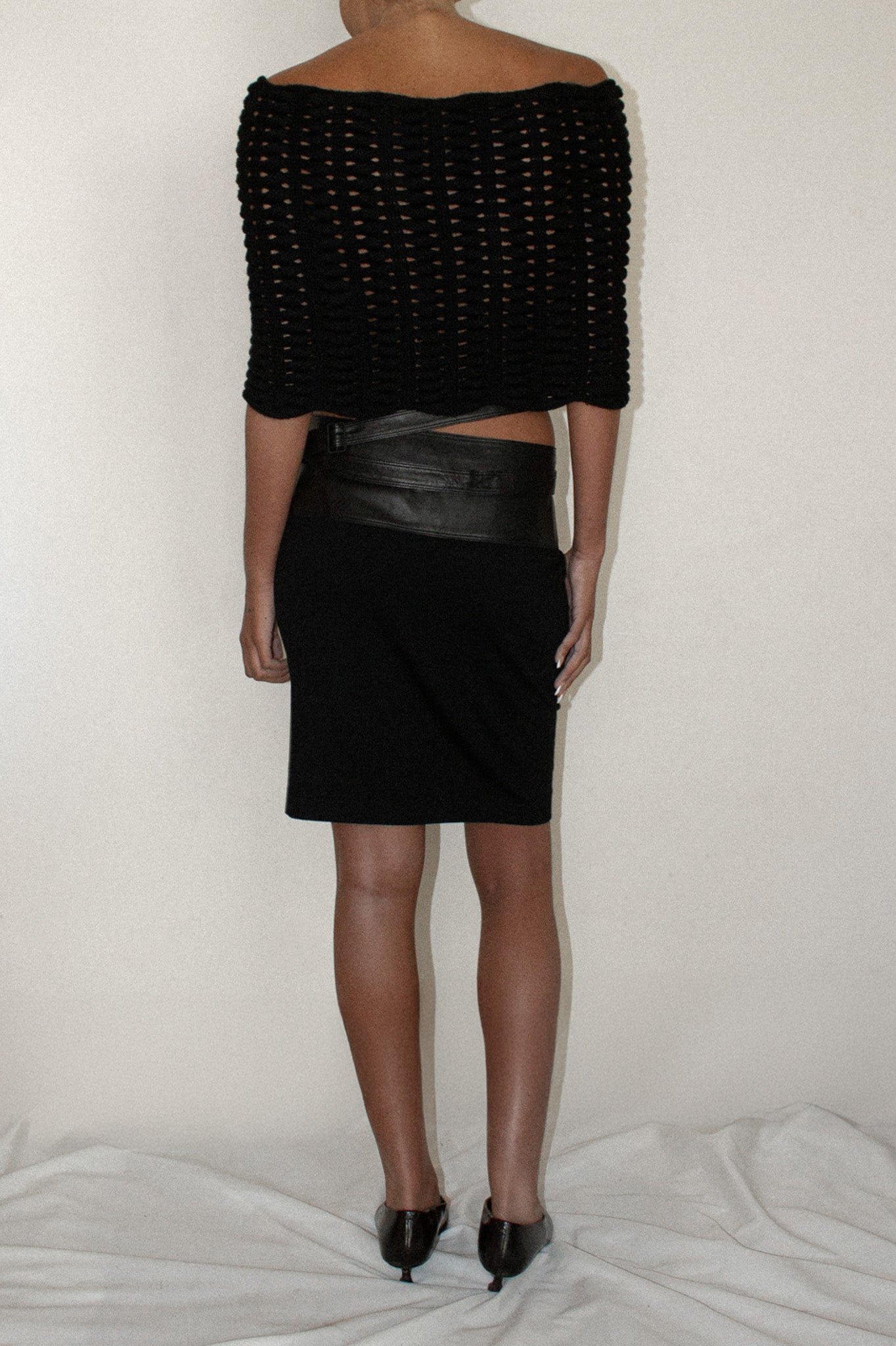 Donna Karan / Wool & Leather Skirt
