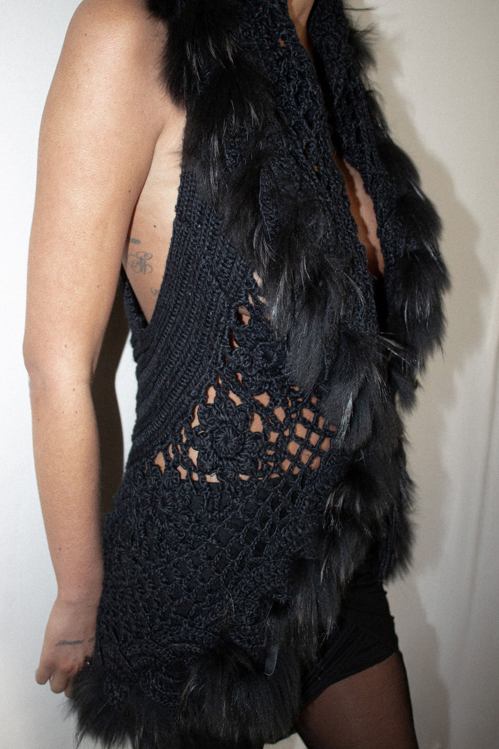 Vintage / Crochet & Fur Vest
