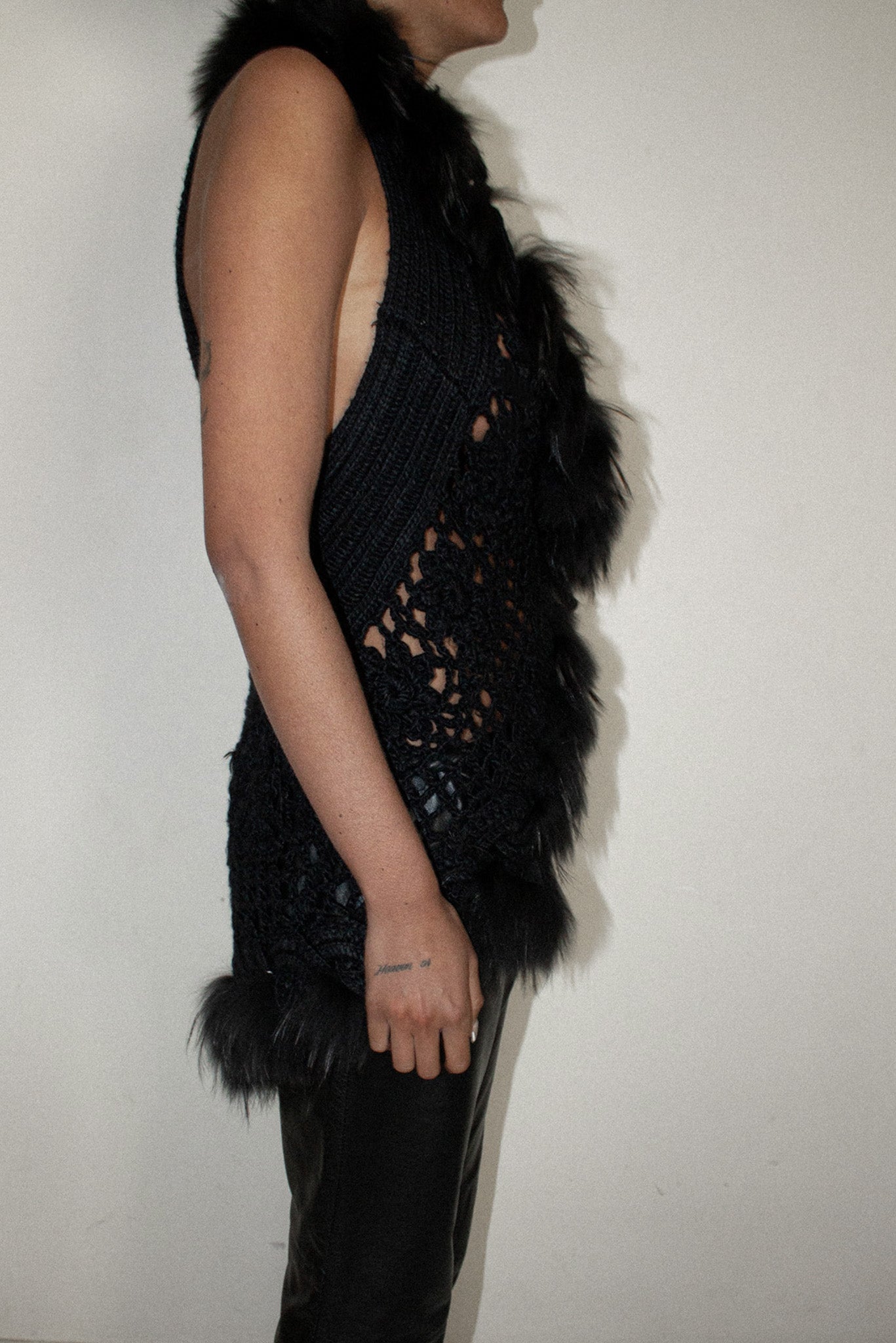 Vintage / Crochet & Fur Vest