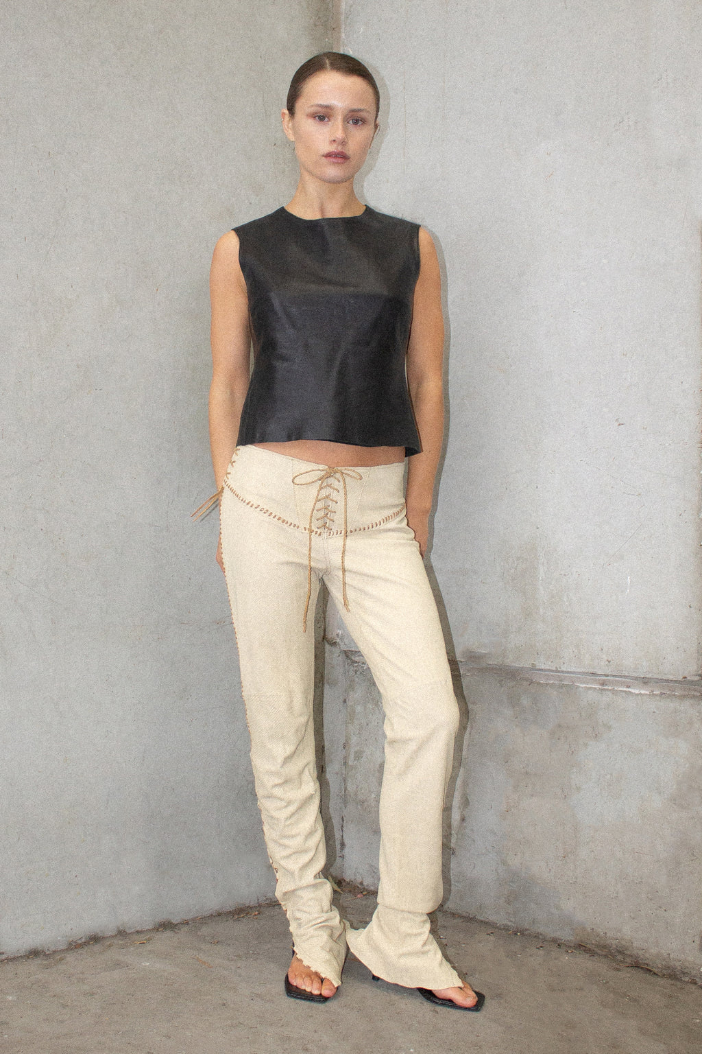 Ralph Lauren / Vintage Leather Laceup Pants